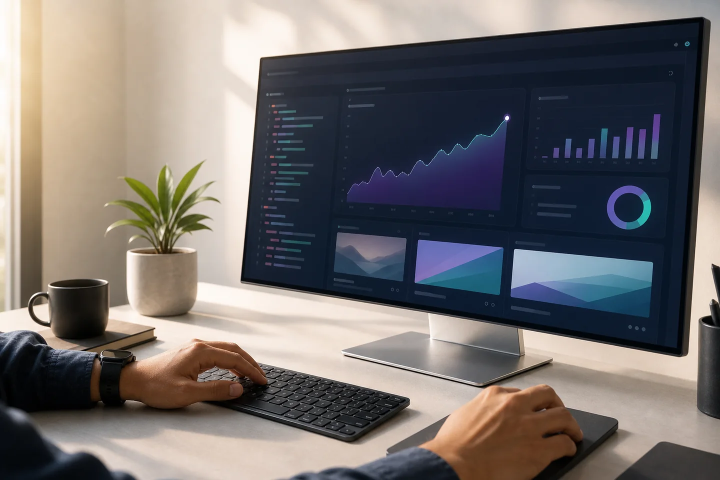 Technical website dashboard showing measurable performance growth